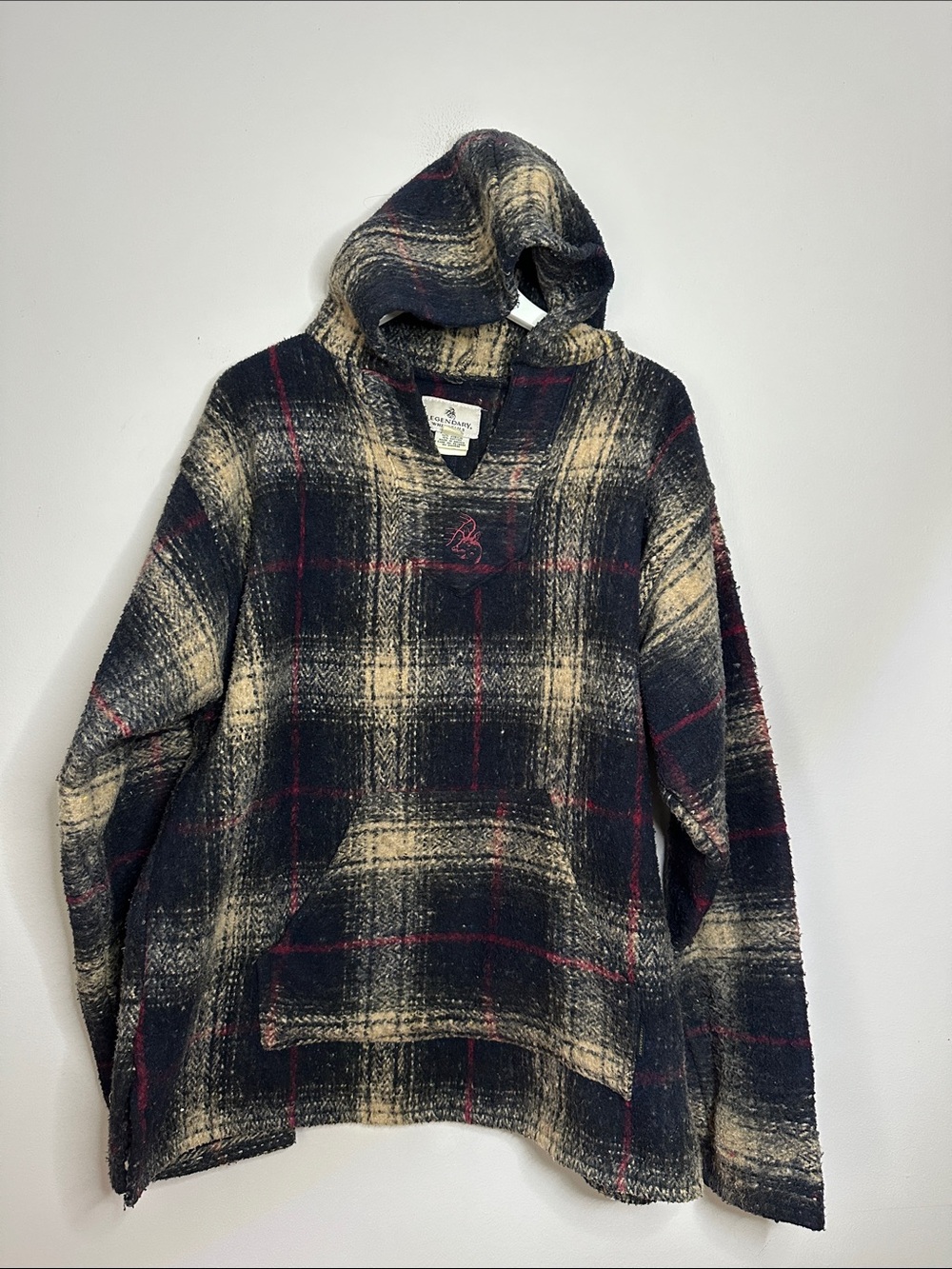 Legendary Whitetails Heavy Thick Plaid Drug Rug Pullover Hoodie Blue jacket XL
